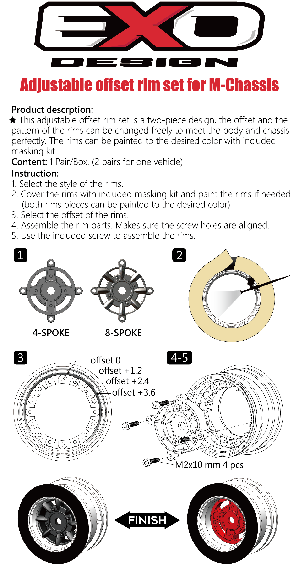 (WM001) Adjustable offset rim set for M-Chassis